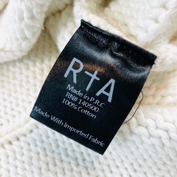 RTA • White Fever Distressed Cable Knit Cropped Sweater, M - Picture 14 of 16